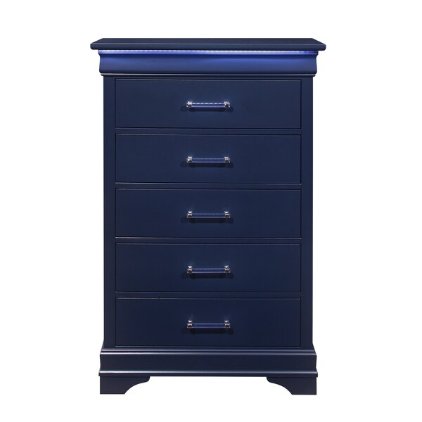 Global Furniture Usa Traditional Glam Rich Blue W /LED Charlie Blue Chest With Led 718 - main
